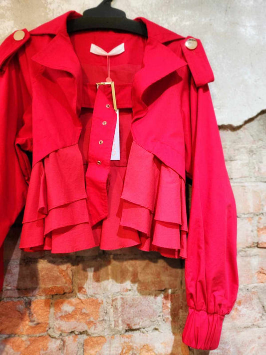 Buckle Up Cotton Jacket - RED